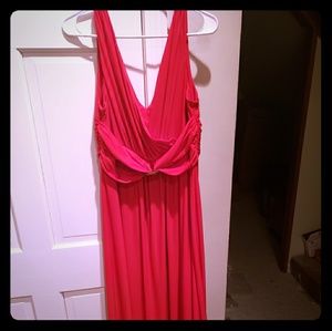 Plus size long red short sleeve dress